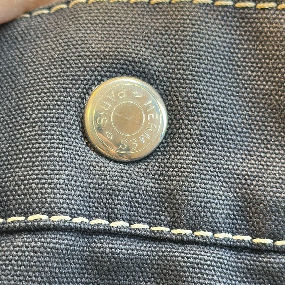 Hermes Vintage Heavy Canvas Tote Navy w/White Stitching Unisex Holds Laptop - Picture 2 of 14